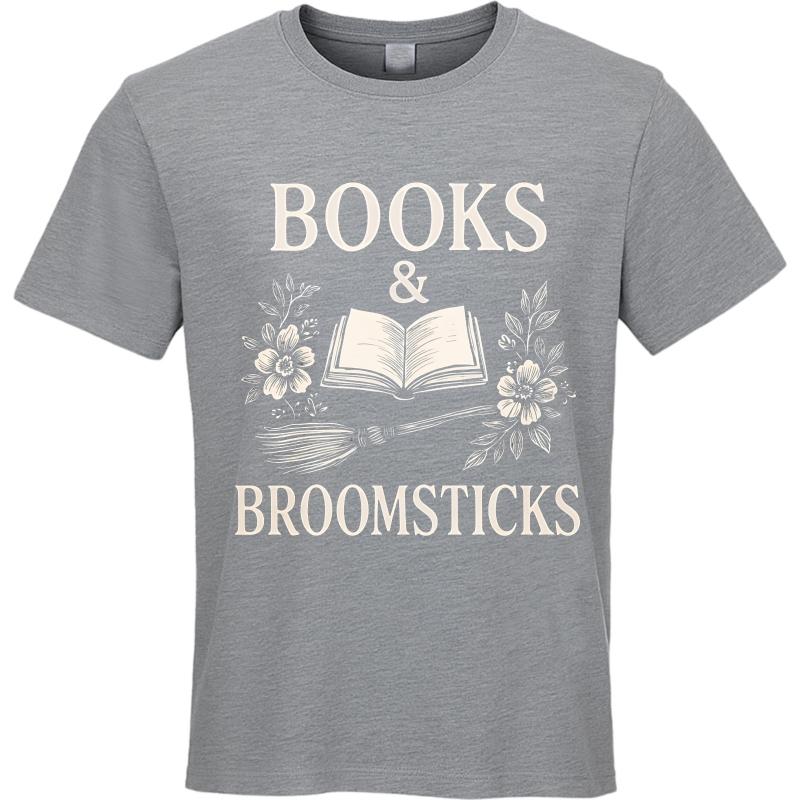 fashion tshirt Street Wear Boys O Neck tshirt Books And Broomsticks With Flowers Comfort Unisex tops Minimalist teeshirt