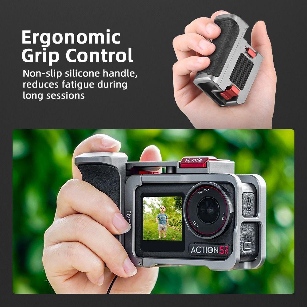 Shutter Button Camera Grip Handle Rabbit Cage for Osmo Action 3/4/5 Pro Camera Accessories