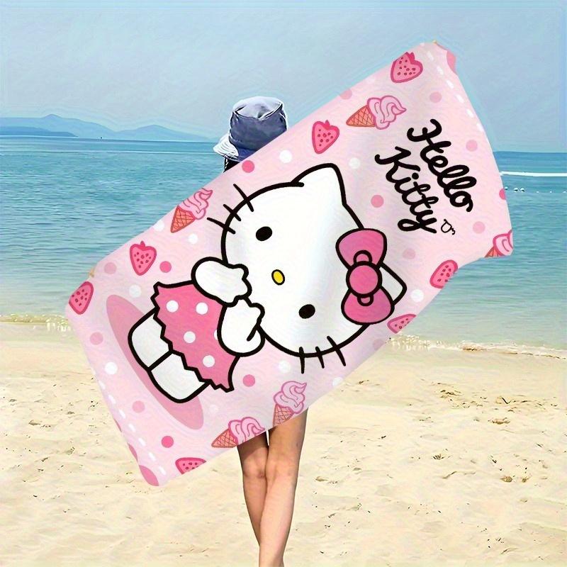 1pc Hello Kitty Beach Towel Single Sided 2D Print Quick Dry Microfiber Towel for Beach Pool Bath Cute Kawaii Aesthetic Vibe