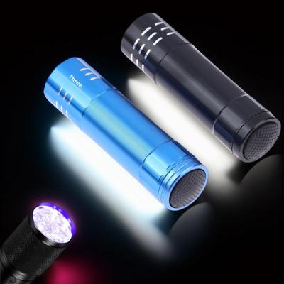 Lanterna UV Mini Portátil 9 LEDs, 50LM 395nm Luz Negra Ferramenta de Iluminação Externa para Caminhada, 1 Peça