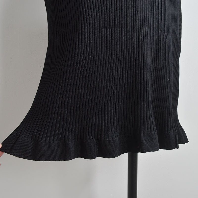 Solid Knitted Sling Dress Women Summer New Slim fit Slimming Mid-Length Sheath Vest Dress