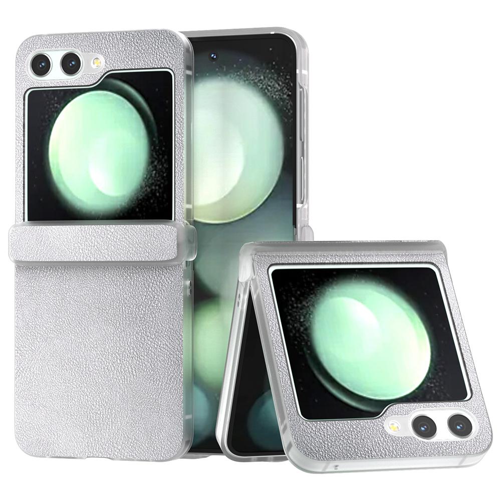 For Samsung Galaxy Z Flip5 5G Case Hinge Protection Leather+PC Anti-Slip Phone Cover