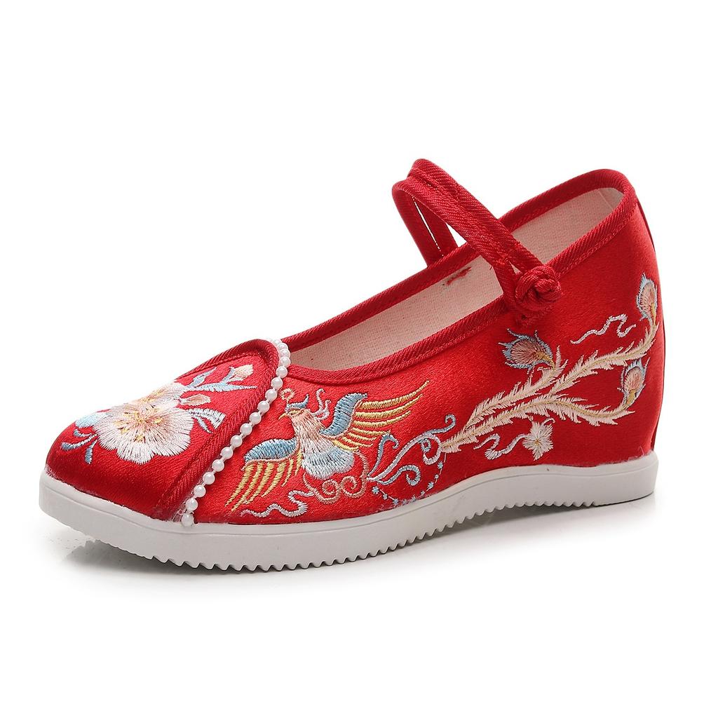 [Luan Feng] 2024 Summer New High-heeled Hanfu Shoes Embroidered Women's Shoes Antique Slope Heel Inner Heightening Hanfu Shoes