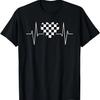 Cool Checkered Racing Heartbeat Flag Print T-Shirt