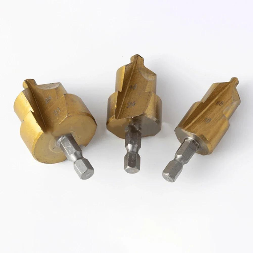 1set Plastic Pipe Drill Punching Tool Water Pipe Expansion Drill Bit Lifting Step Drill Bit Hex Shank Plumber Repairig Reaming