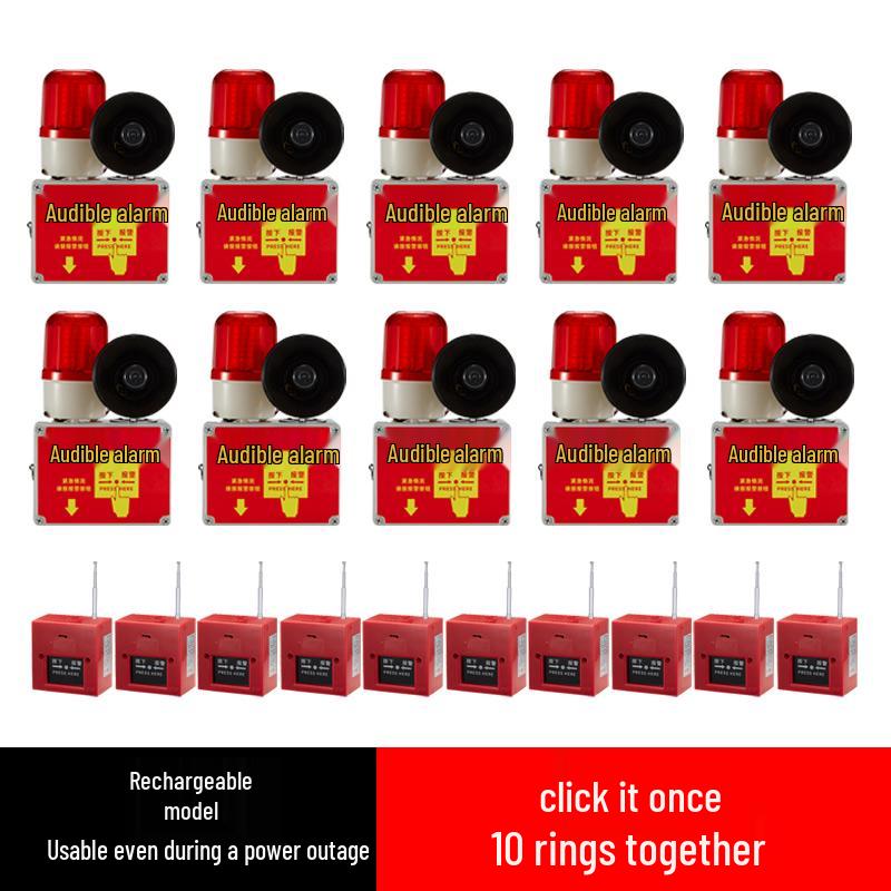Single-Button Emergency Alarm with Sound and Light for Buildings and Rentals
