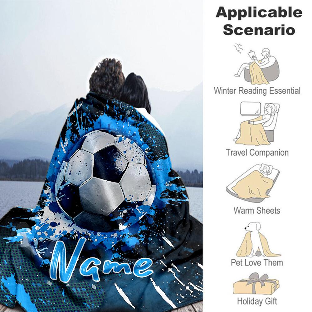 Football78 Customize Your Name Blanket Multi-purpose Customizable Blanket Soft Warm Cozy for Office Bedding Living Room Chair Ideal for All Seasons