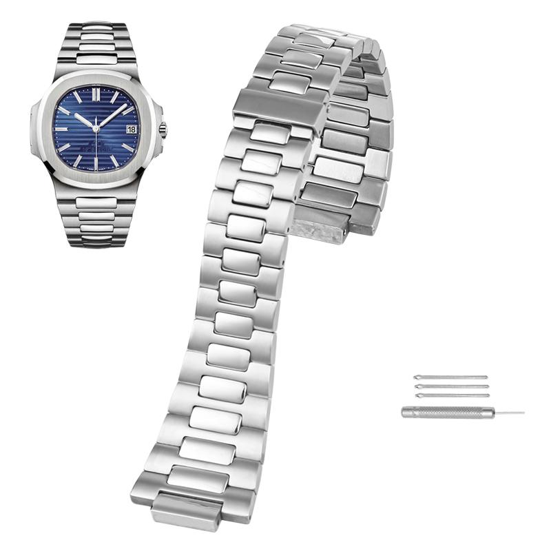 

For Patek Philippe PP 316L Stainless Steel Watch Strap Nautilus men s 5711/1A010 series Bracelet 25*13MM convex mouth Watch band 25.13mm серебряный
