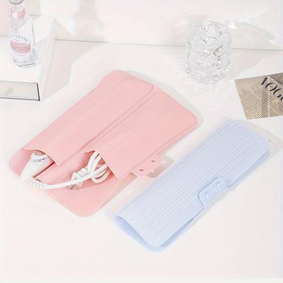 Portable Silicone Curling Iron Storage Bag Heat Insulation Anti-Scalding Pad Travel Friendly Clip Flat Case