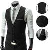Suit Vest Sleeveless Pockets Simple Solid Color Men Formal Business Vest Workwear