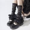 Black White Thin Lace Ruffle Crew Socks Women JK Lolita Knee High Socks