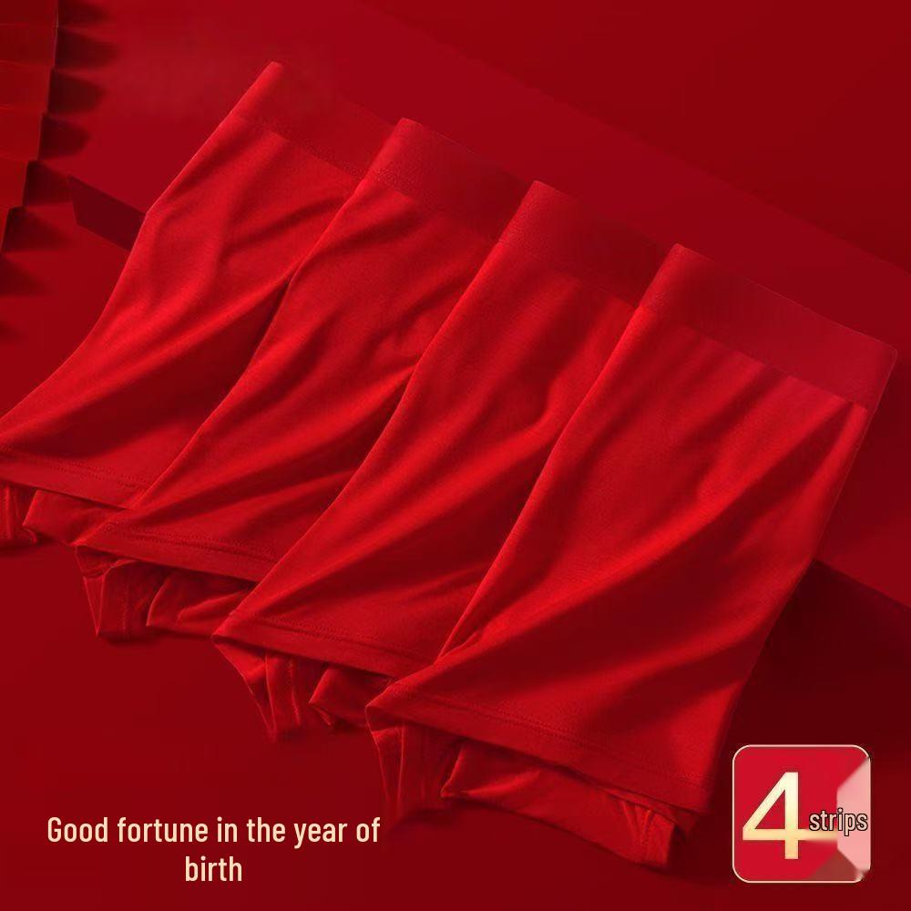 Men's Red Benmingnian Boxer Briefs - Lucky New Year Plus Size, Comfortable Loose Fit