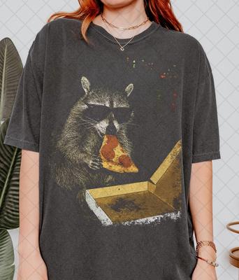 Comfort Colors Raccoon Eating Pizza, Funny Meme Shirt, Funny Racoon Meme T Shirt Vintage, Gift For Woman and Man Unisex T Shirt