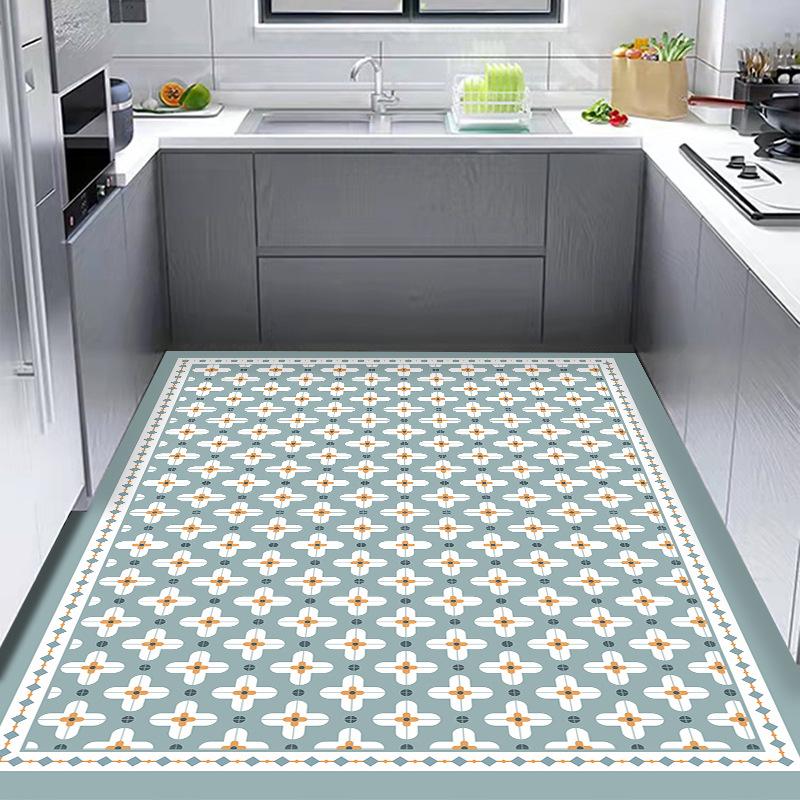 Balcony Kitchen Floor Mat PVC Waterproof Oil-proof Non-slip Carpet Disposable Wipeable Carpets Large-area Dirt-resistant Rugs