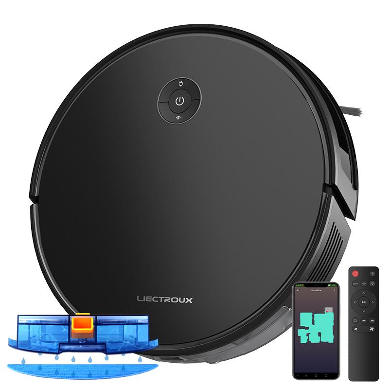 LIECTROUX C7 Robot Vacuum Cleaner AI Map Route,Memory,Super Smart Partition,WiFi App,6000Pa Suction,Electric WaterTank,Wet Mop
