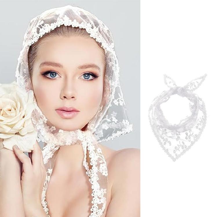Breathable Tulle Flower Scarf Comfortable Triangular Bandana for Women Girl Daily Styling Headwear All Matching Accessory
