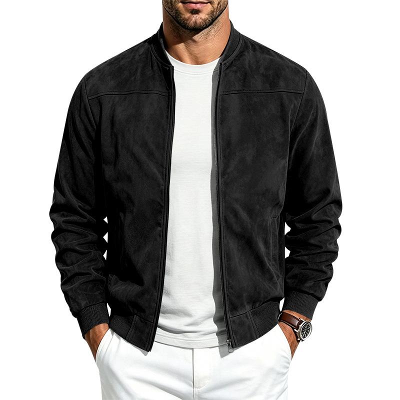 HNXC Men's Fashion Casual Solid Color Print Autumn Winter Long Sleeve Outerwear Classic Exquisite