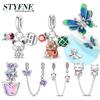 Charms Plata Originales Butterfly Design Flower Design Beads For Charms Copper Bracelet Beads Jewellery Producing Women'S Gift Idea
