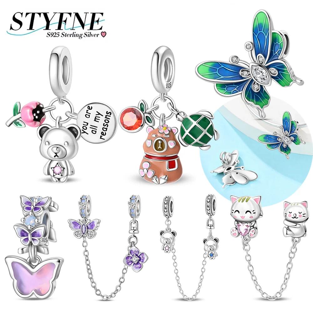 Charms Plata Originales Butterfly Design Flower Design Beads For Charms Copper Bracelet Beads Jewellery Producing Women'S Gift Idea