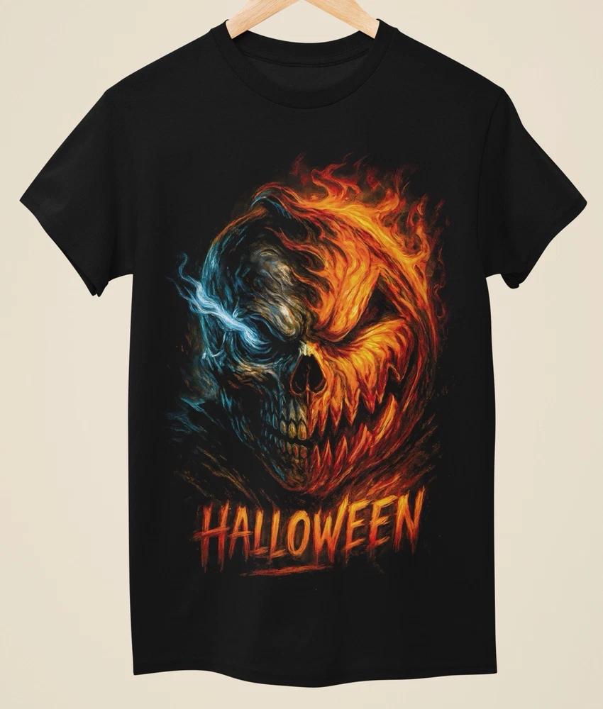 Evil Horror Halloween Themed Printed Unisex Black TShirt (H0012) S