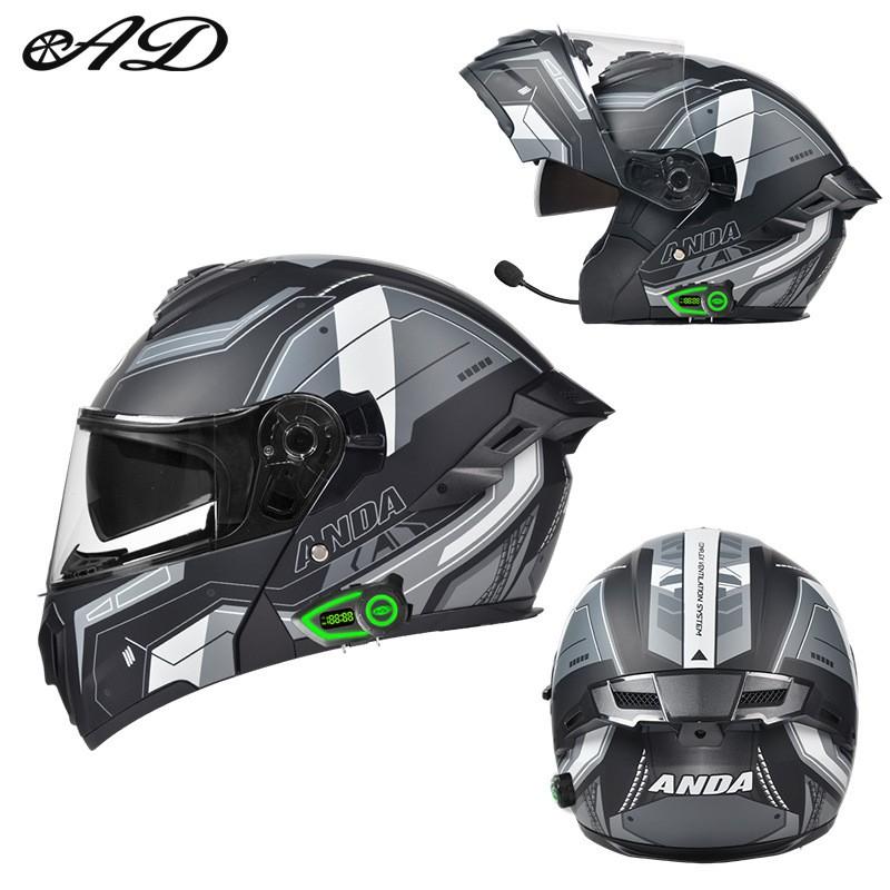 Bluetooth Motorcycle Full Face Helmet Men Women Flip-Up Design All Season ABS Safety With 3C Certification