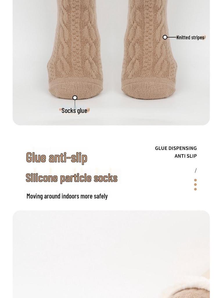 Unisex Non-slip Mid-calf Floor Socks: Thick Plus Velvet, Warm for Autumn/Winter