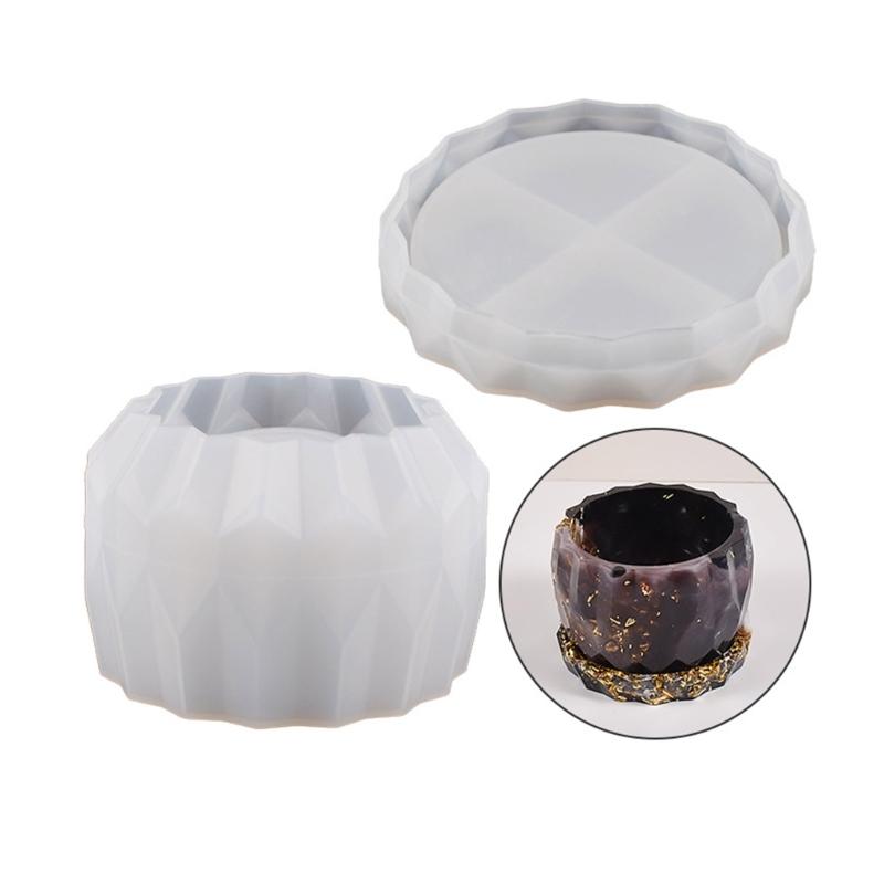 Round Gypsum Silicone Mold DIY Succulents Concrete Flower Pot Vase Plaster Cement Molds Clay Candle Holder Mould Decor