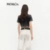 MO&Co. Washed Distressed Cotton Rhinestone Short Sleeve T-Shirt