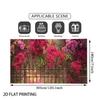 2D Flat Printing Floral Backdrop, Rustic Stone Wall with Bougainvillea Photography Background for Events