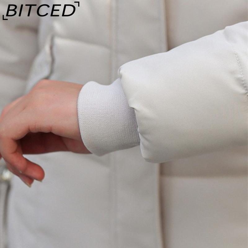 BITCED Winter Fashion Plus Size Cotton Coat for Women Long Waist-cinched Knee-length Thickened Coat with Large Fur Collar