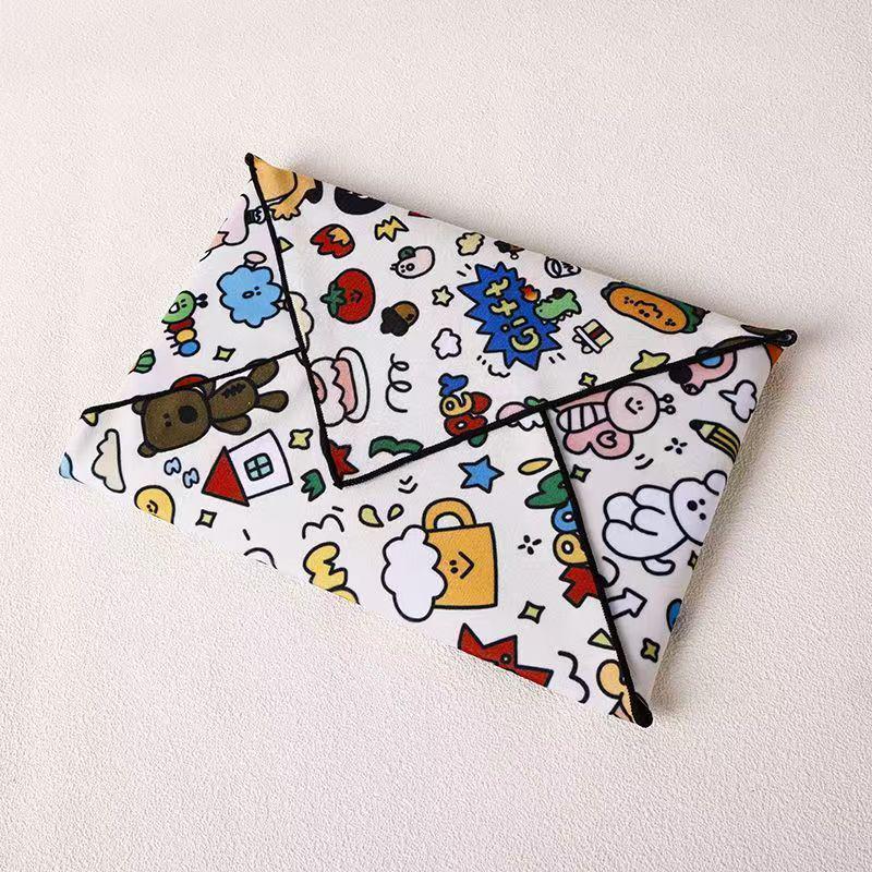 Thickened Pleated Foldable Makeup and Laptop Protective Bag with Velcro