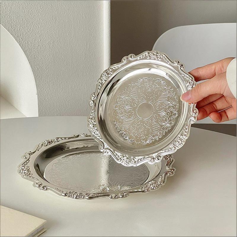 Retro Luxus Versilberte Teller Kuchen Dessert Tablett High Tea Snack Obstschale Schmuckaufbewahrung Tischdekor Haus El Zubehör