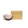 MICHAEL KORS Jet Set Leather Saddle Bag, Crossbody Bag, Shoulder Bag Women's Dark Brown & Nude Pink 32T0GT9C6B-266