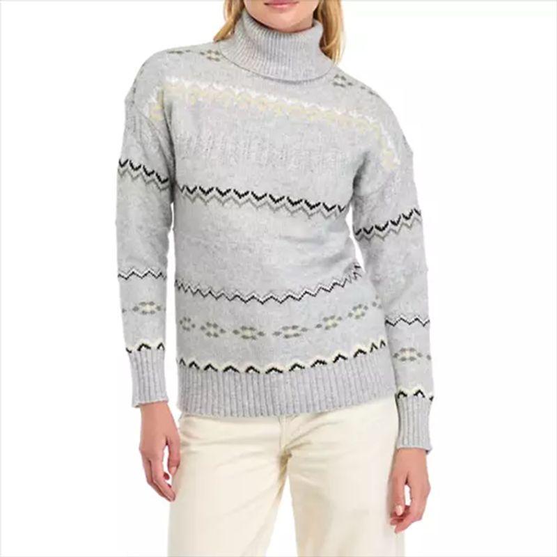Autumn and Winter Foreign Trade European and American Plus Size Women's Clothes Fairisland Snowflake Turtleneck Sweater Thick Sweater Bottoming Shirt