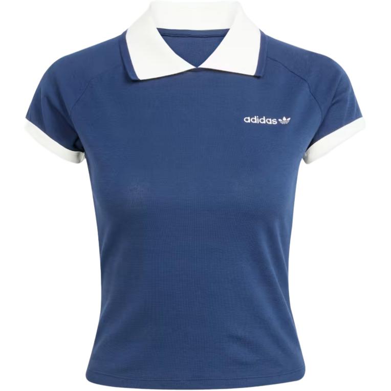 

Adidas Оригинальная футболка-поло с коротким рукавом облегающего кроя с логотипом Женские топы Темно-синий JY2829 S
