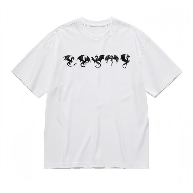 

Men s Trend Fashion Classic T-Shirt Abstract Dragon Tribe Art Black Print Tee XL