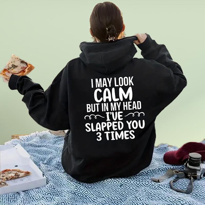 Женская мода Красивые белые буквы Печать свободные толстовки с капюшоном Топы блузка — фото 3