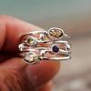 Color Four-layer Line Design Ring Female, Oval Round Small Steel Ball Accessories