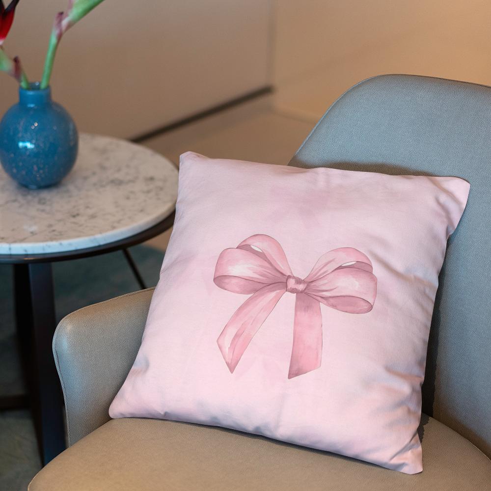 Pink bow cherry Cushion Cover 2-in-1 Reversible Plush Pillow Cover | Car/Sofa/Bed | Perfect Gift