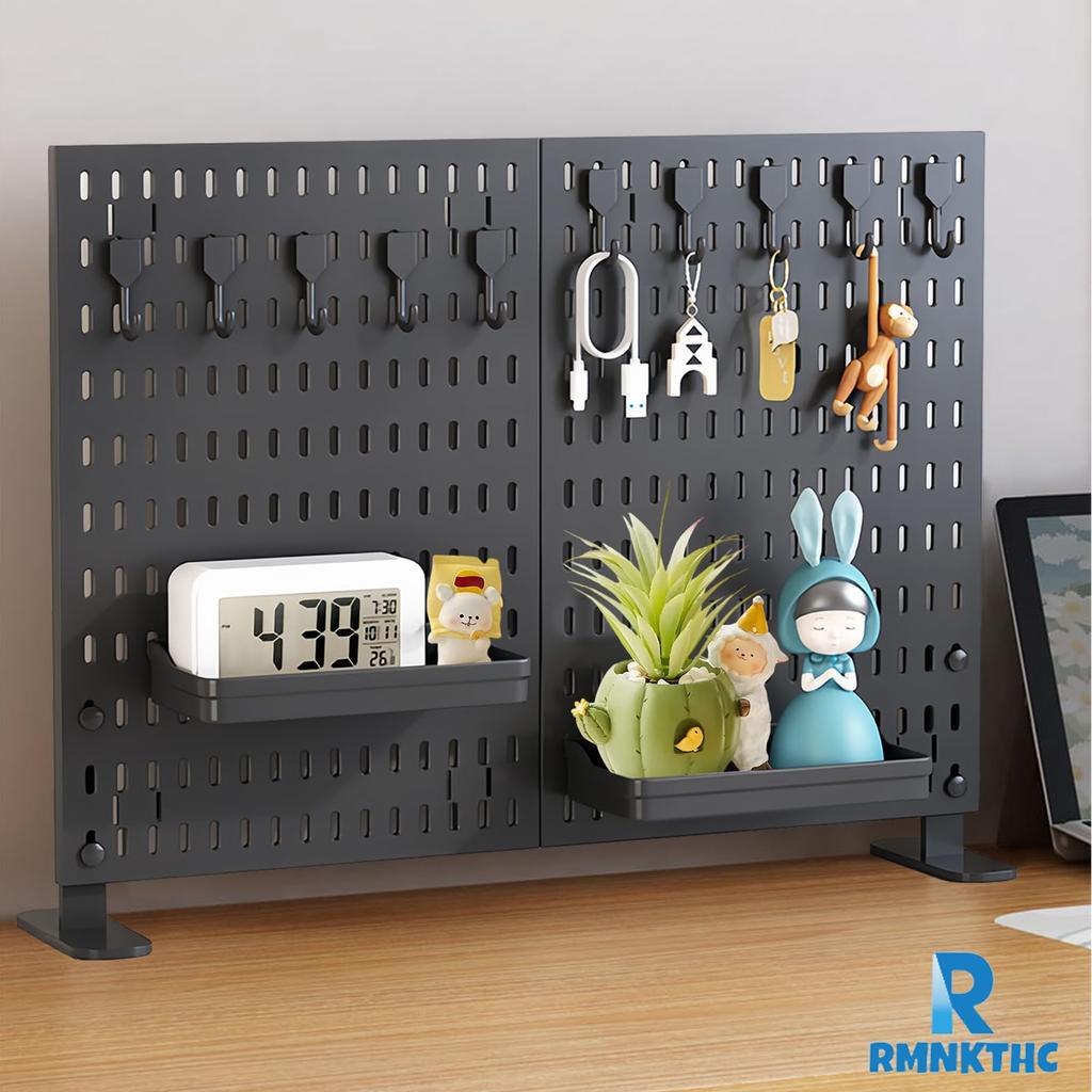 Desk Tabletop Punching Combination Perforated Large Capacity Storage Desk Decorative DIY Office Includes Hook Storage 60x42cm Pegboard, Panel, Board,
