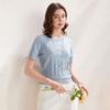 Women's Retro Diamond Pattern Silk Blend Short Sleeve Knit Top