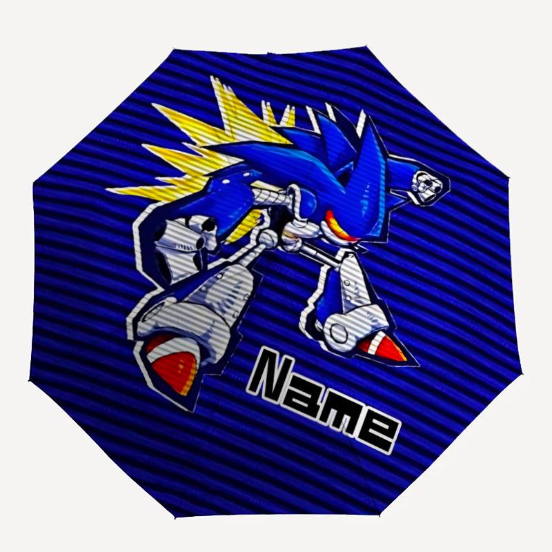 

1pc Sonic the Hedgehog, Robotnik Custom Name Automatic Folding Umbrella - Compact 8-Rib Design, Durable Plastic & Iron, Daily Use 013