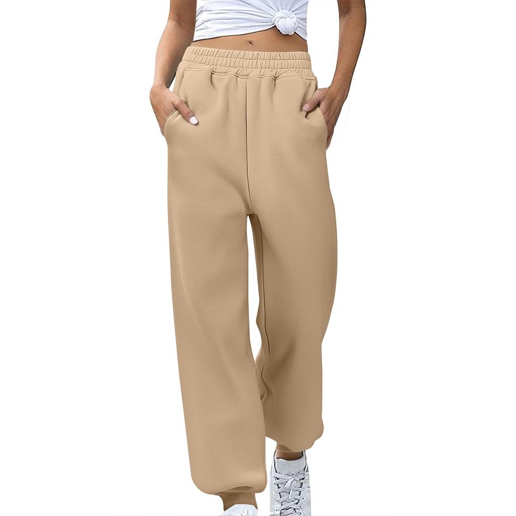 Women's Stylish Loose Sweatpants Comfortable High-waisted Jogging Belt Pocket Sweatpants