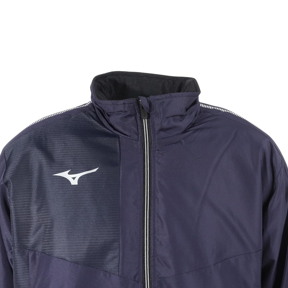 Mizuno Breath Thermo Training Warmer Deep Size L Jacket, Moisture-Wicking, Heat-Generating, Water-Repellent, MC-LINE 32MEA630, Navy/Silver,