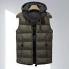 Herren Weste Mantel Kapuze Kordelzug Ärmellos Reißverschlussleiste Weste mit Taschen Einfarbig Verdickter Steppweste Mantel