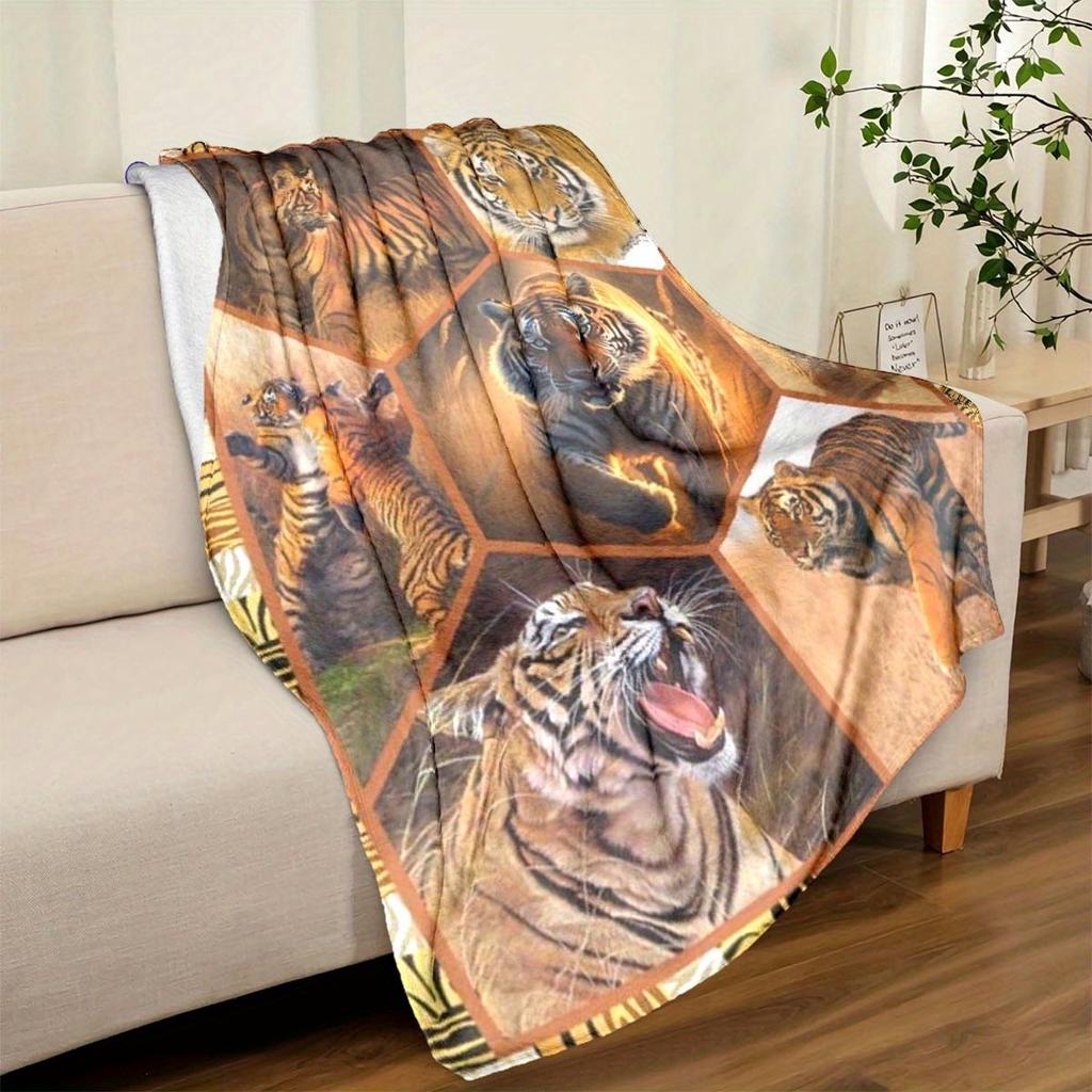 Tiger Blanket Soft Warm Throw Blanket Nap Blanket For Couch Sofa Office Bed Camping Travel Multipurpose Gift Blanket For All Season