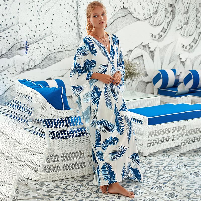 Dámské potištěné plážové kaftany Letní maxi šaty Krytí na plavky, Základní vybavení na dovolenou, Hromadná dodávka s velkými slevami