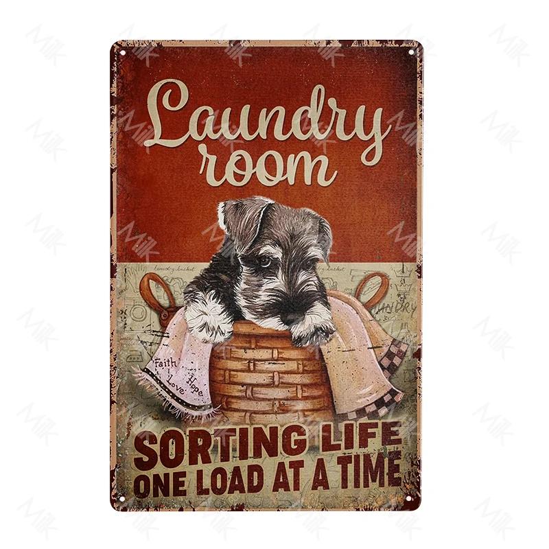 Funny Pet Schnauzer Dog Shop Art Metal Tin Sign Wall Poster Iron Painting for Bathroom Toilet Laundry Street Sweet Home Decor