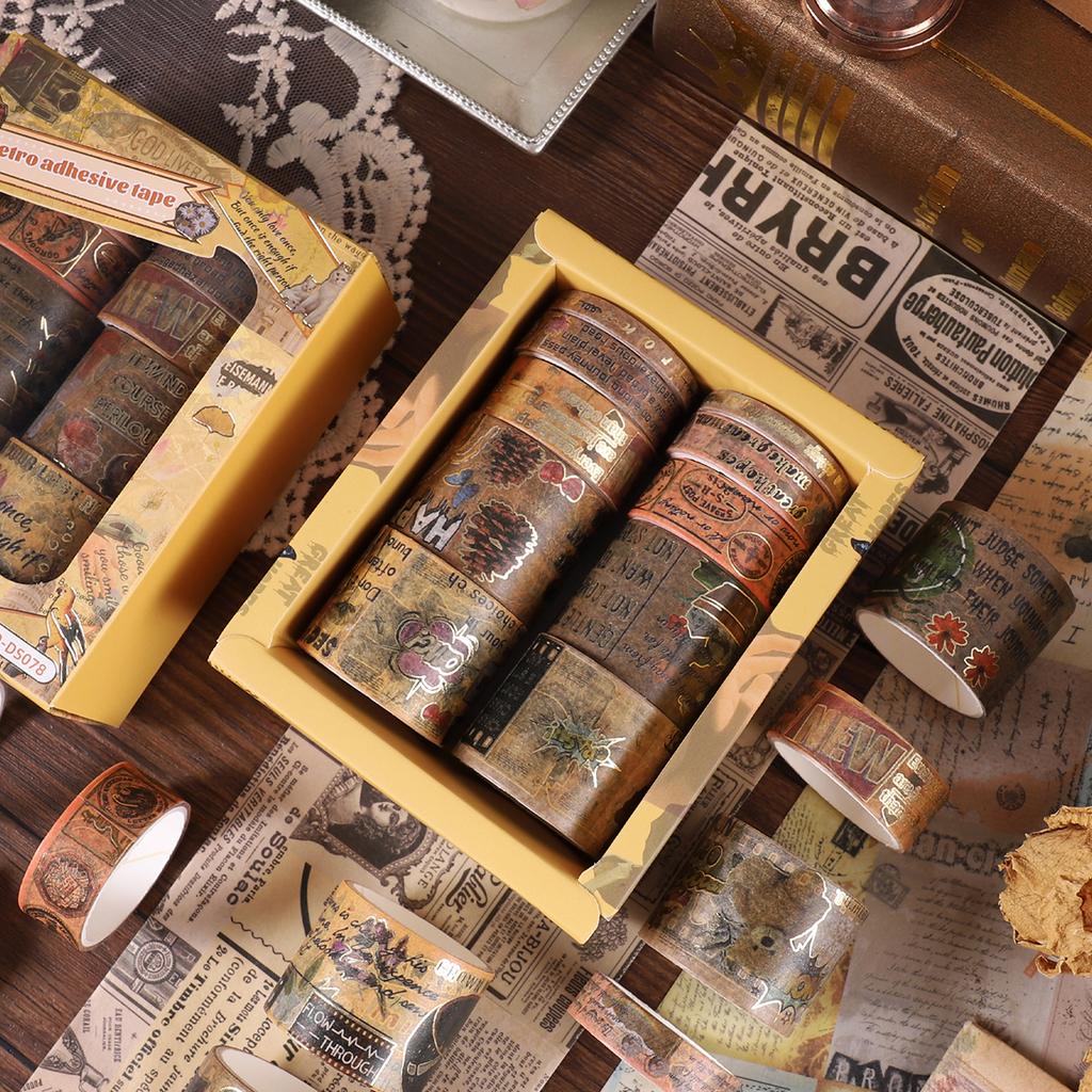 10 Rolls Vintage Series Washi Tape Set Handmade Scrapbooking Supplies Masking Decorative Tape DIY Journal Materials for Students