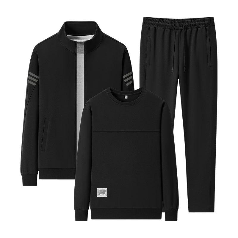 

Men s Plus Size Sports and Leisure Set, Three Piece Jacket, Long Sleeved Sweatshirt, Long Pants, Minimalist Set for Men L